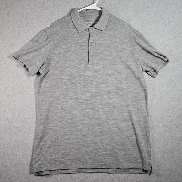 Wool & Prince Signature Polo Men’s Size Large Heather Grey Merino Wool - Picture 1 of 8